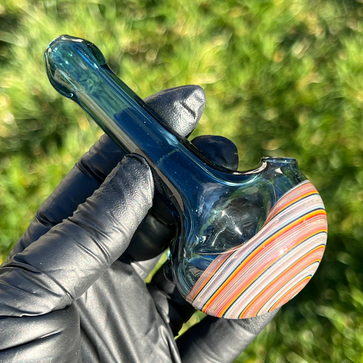 Blue Spiral Spoon Glass Pipe Dan Longden Glass   