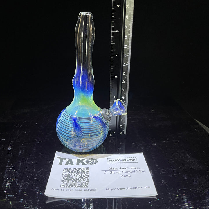 5" Silver Fumed Mini Bong Glass Pipe Mary Jane's Glass   