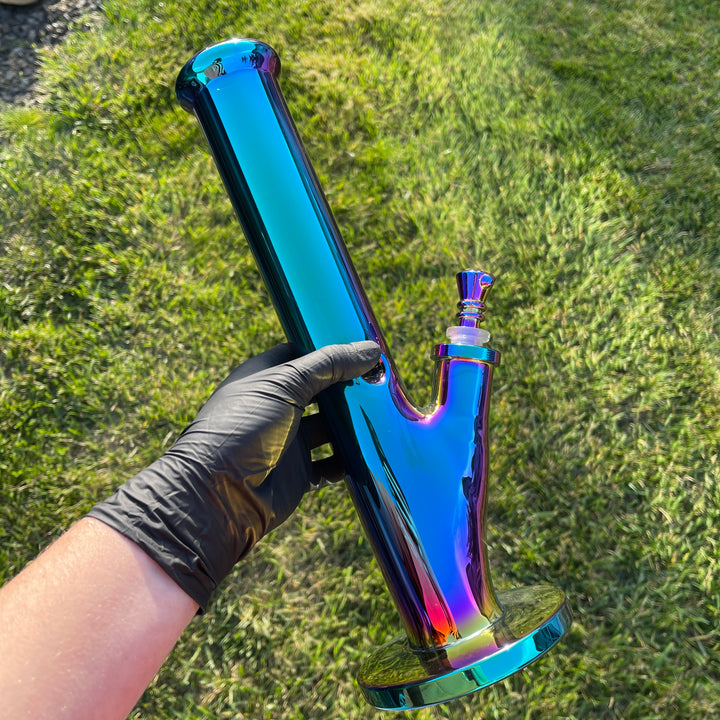 14" Iridescent Straight Tube Bong Glass Pipe TG   