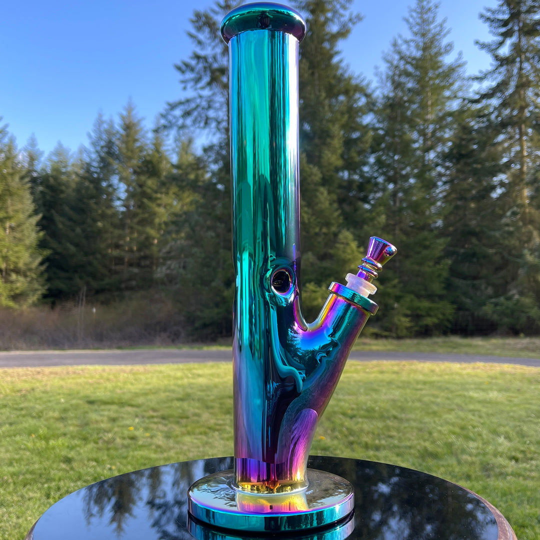 14" Iridescent Straight Tube Bong Glass Pipe TG   