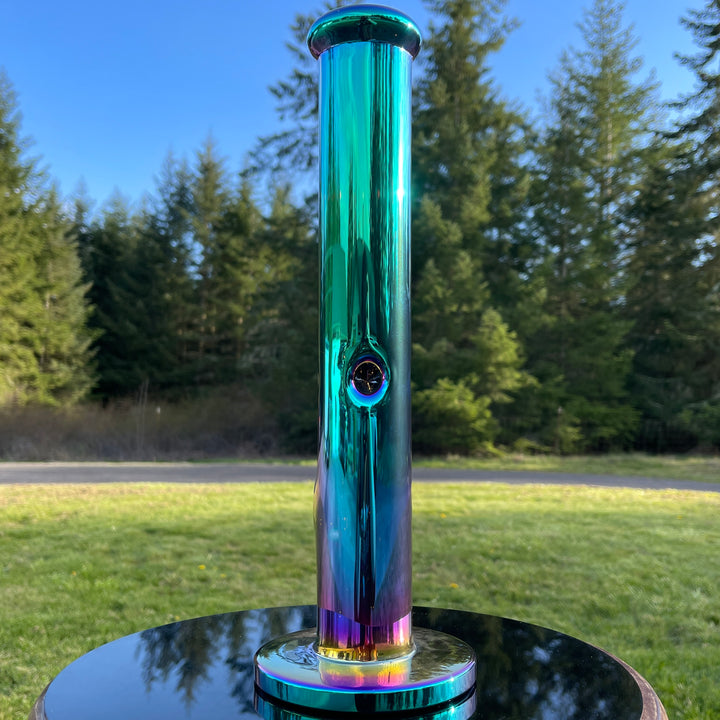 14" Iridescent Straight Tube Bong Glass Pipe TG   