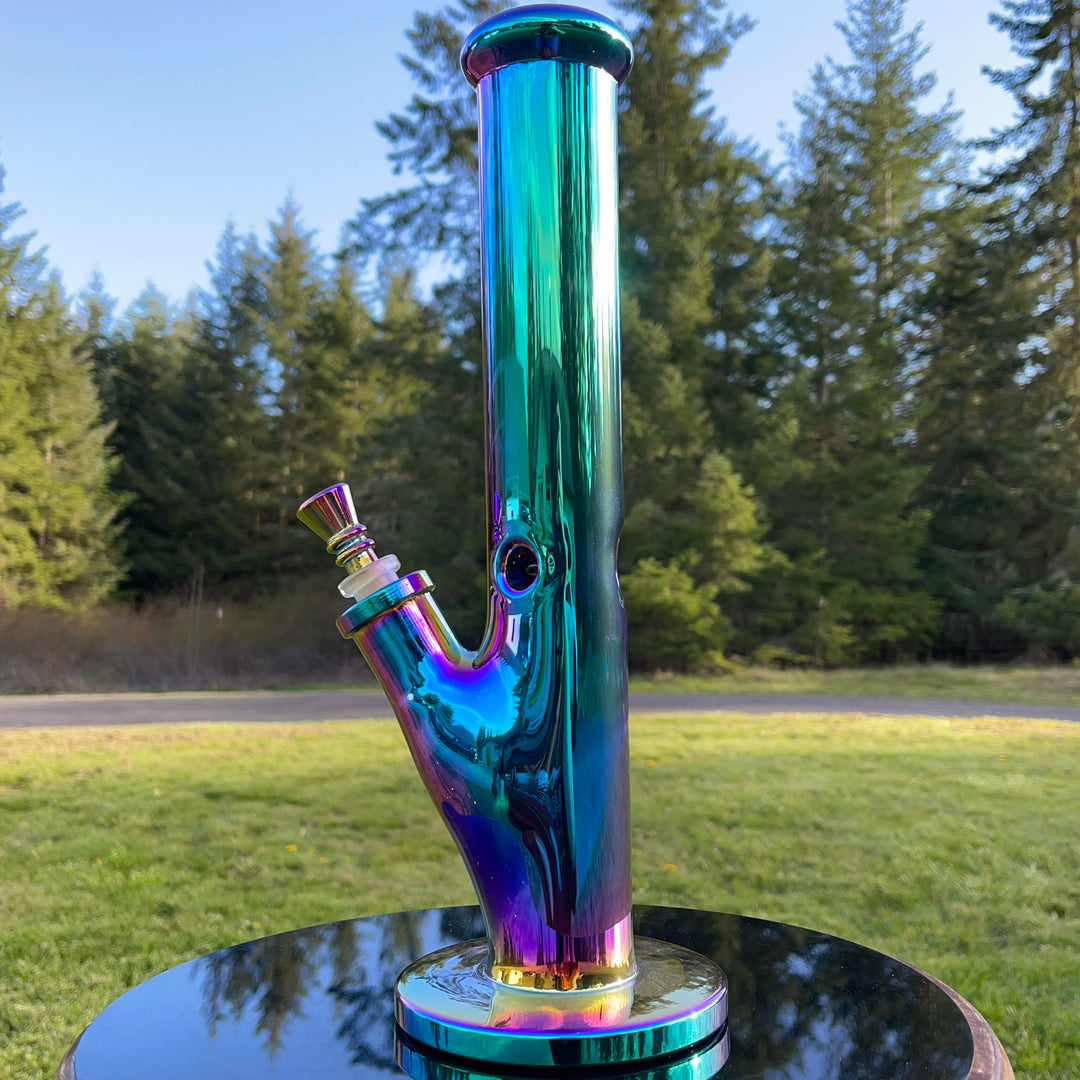 14" Iridescent Straight Tube Bong Glass Pipe TG   