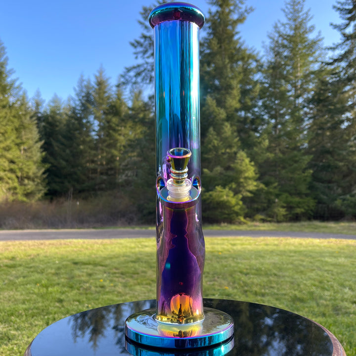 14" Iridescent Straight Tube Bong Glass Pipe TG   