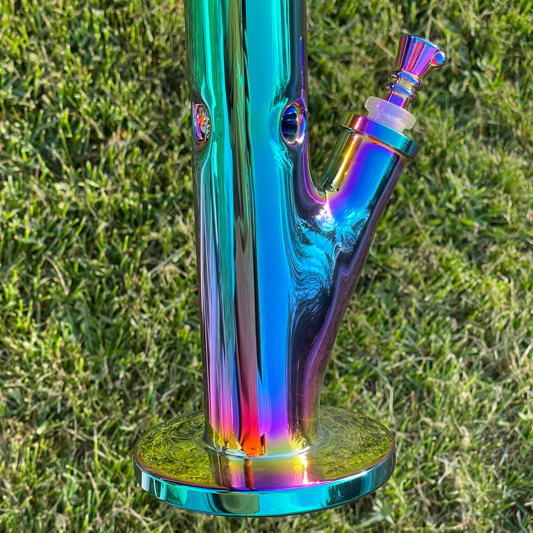 14" Iridescent Straight Tube Bong Glass Pipe TG   