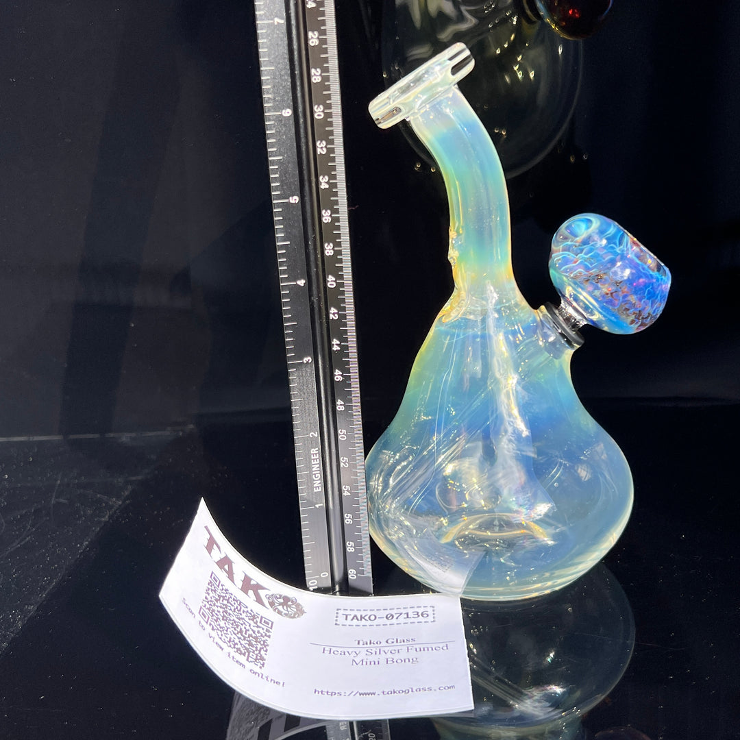 Heavy Silver Fumed Mini Bong Glass Pipe Tako Glass   