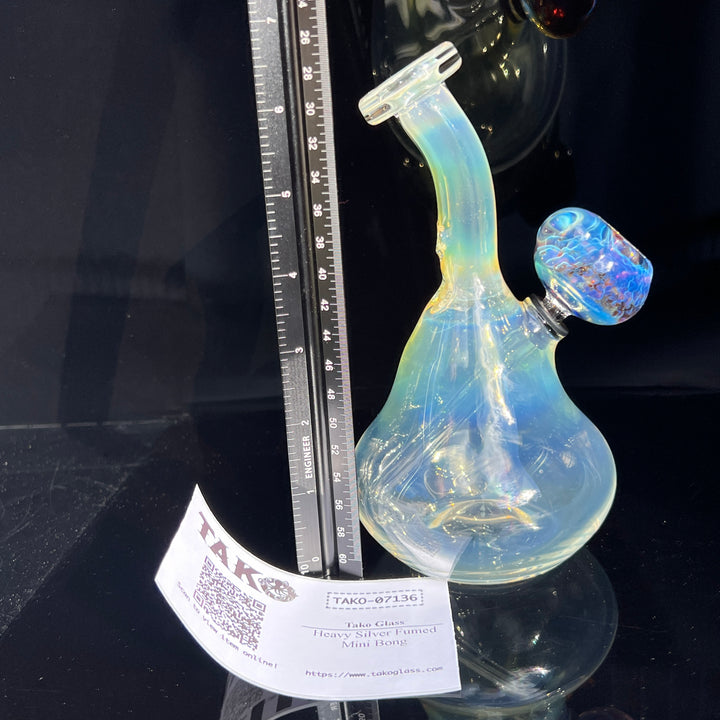 Heavy Silver Fumed Mini Bong Glass Pipe Tako Glass   