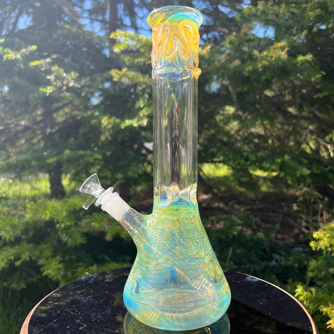 12" Ripple Fume Beaker Bong Glass Pipe TG