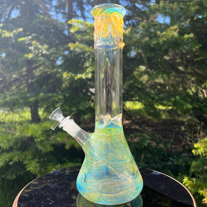 12" Ripple Fume Beaker Bong Glass Pipe TG