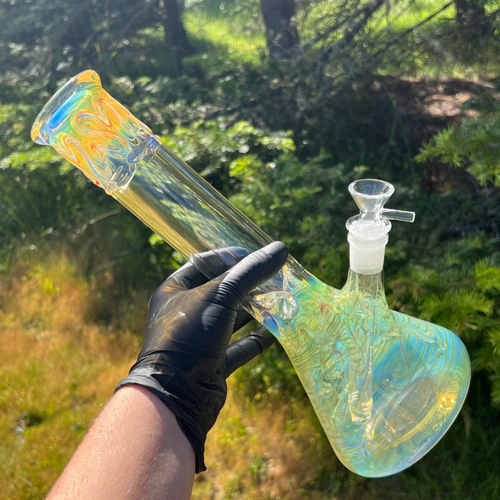 12" Ripple Fume Beaker Bong Glass Pipe TG