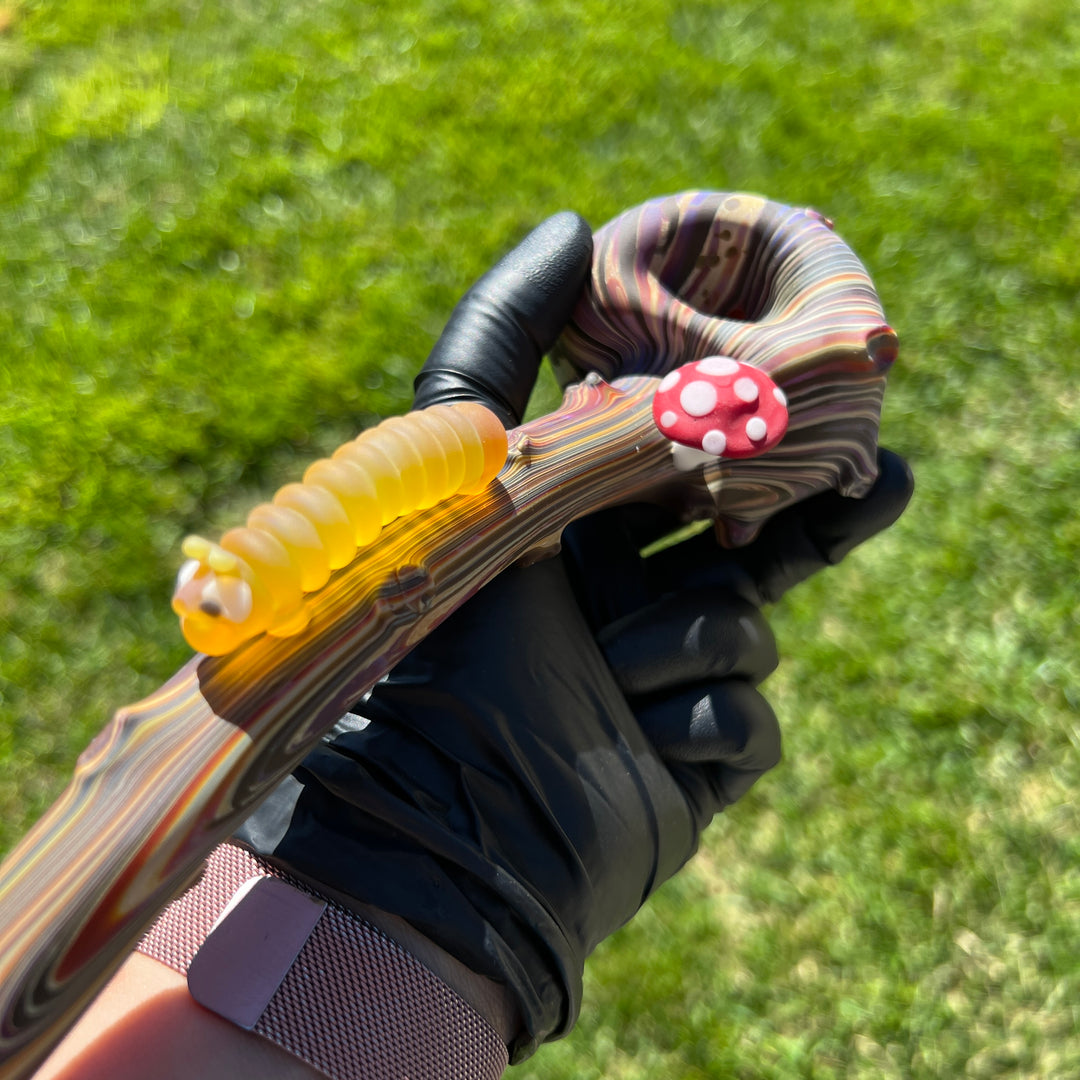 Woodgrain Caterpillar Gandalf Pipe Glass Pipe Wazoo Glass   