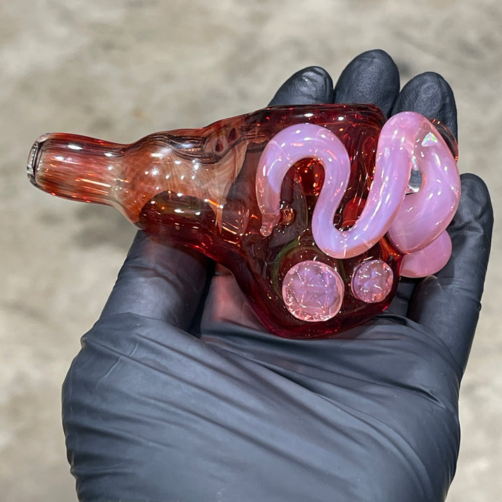 Red Poppy Opal Squatlock Glass Pipe Beezy Glass   