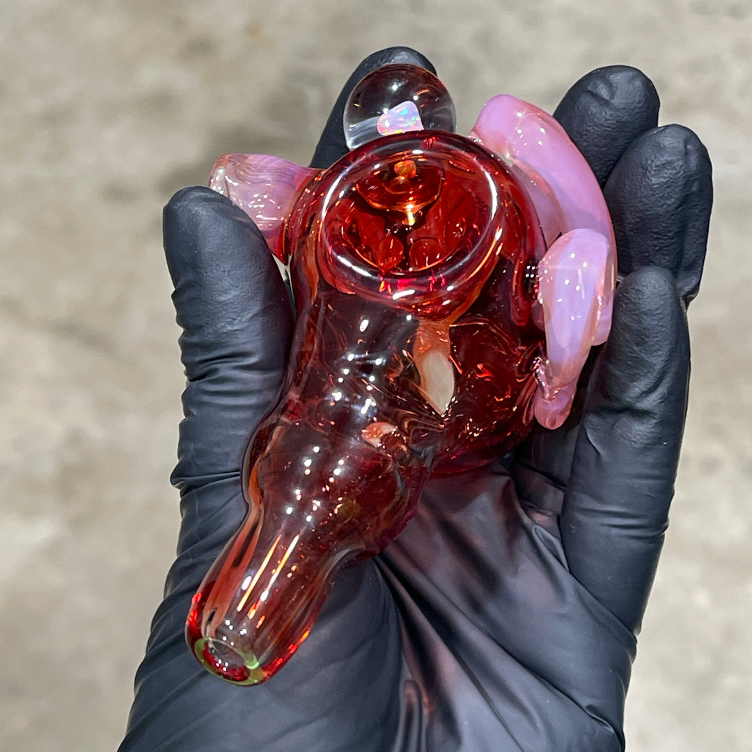 Red Poppy Opal Squatlock Glass Pipe Beezy Glass   