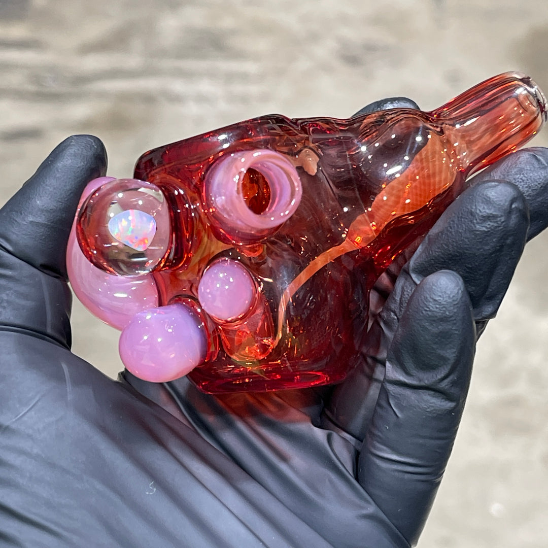 Red Poppy Opal Squatlock Glass Pipe Beezy Glass   