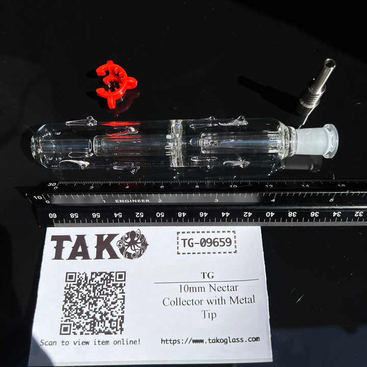 10mm Nectar Collector with Metal Tip Glass Pipe TG