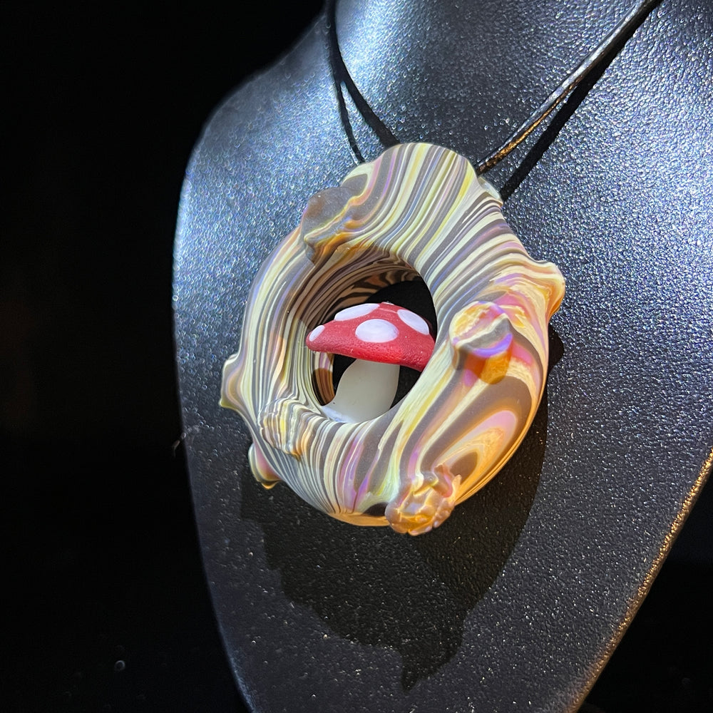 Wood Grain Mushroom Pendant Glass Pipe Wazoo Glass   