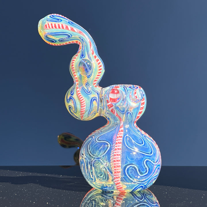 Azure Swirl Bubbler Glass Pipe TG