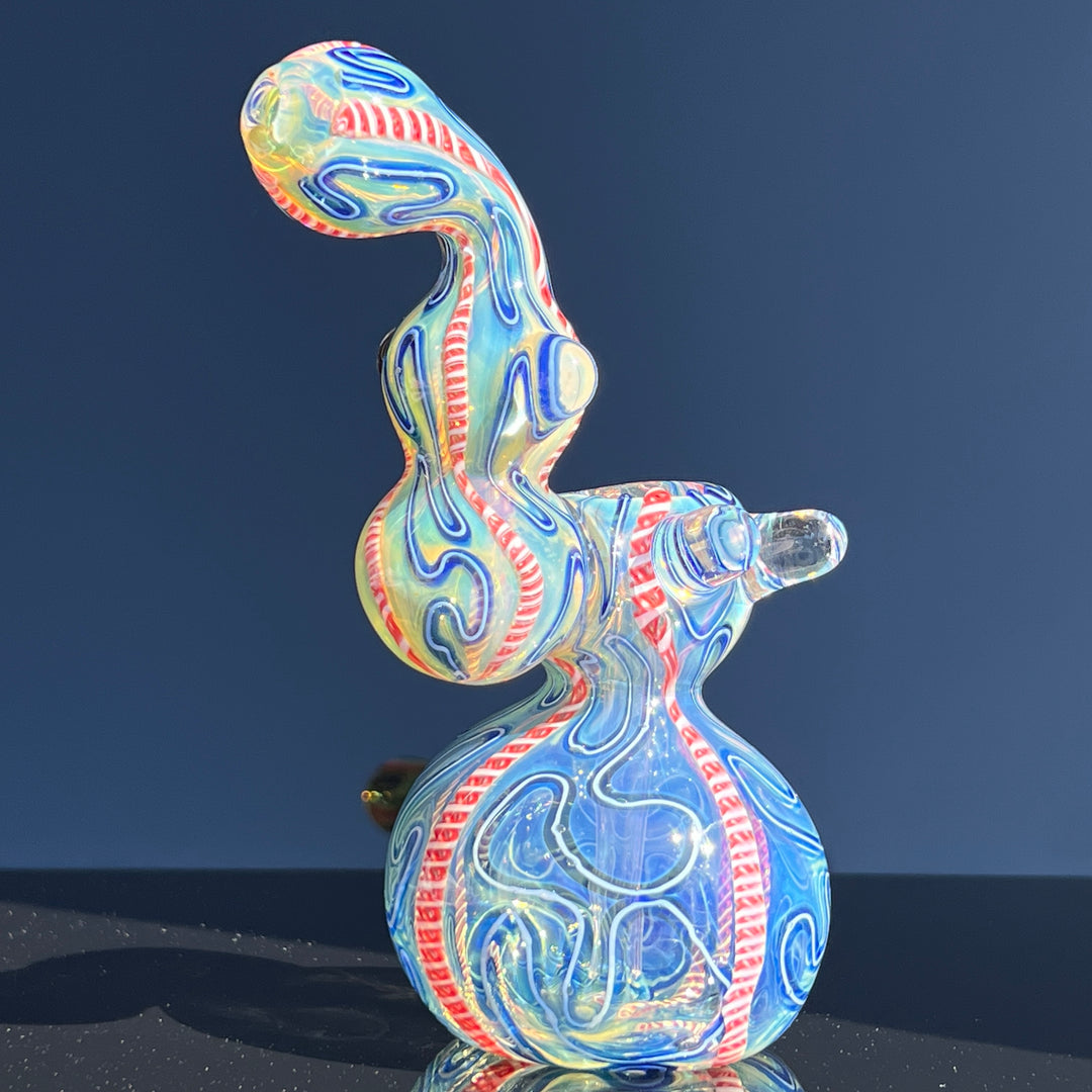 Azure Swirl Bubbler Glass Pipe TG
