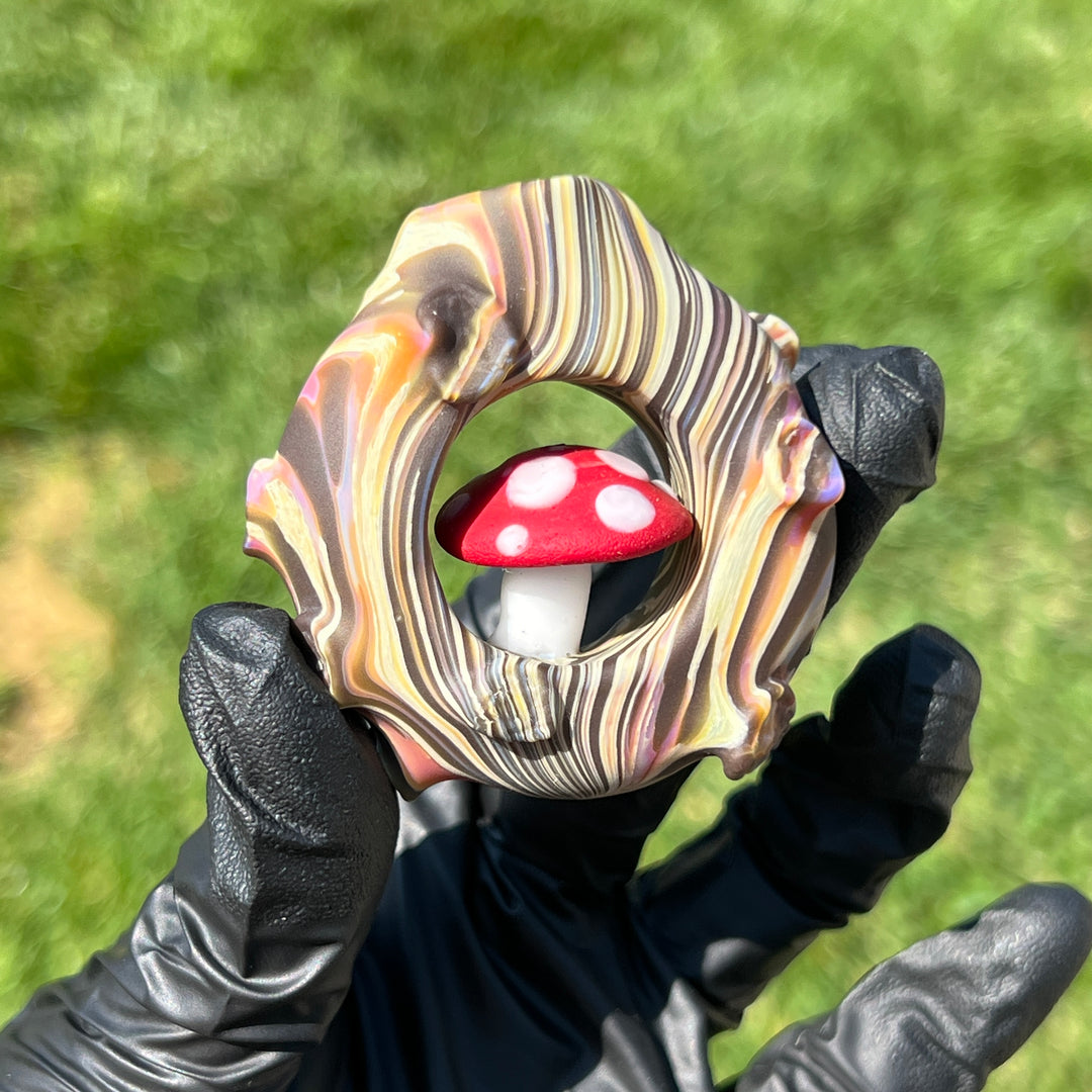 Wood Grain Mushroom Pendant Glass Pipe Wazoo Glass   