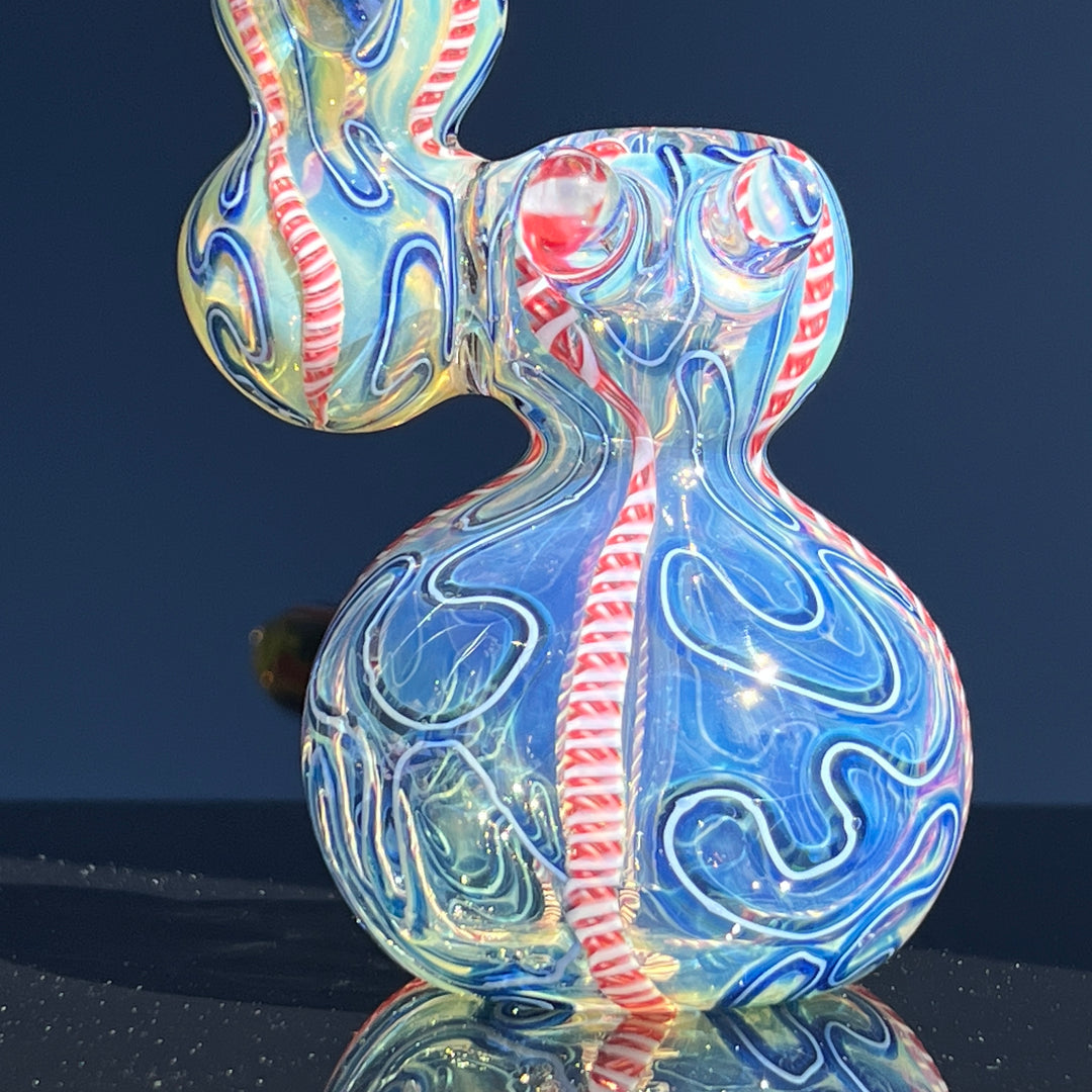 Azure Swirl Bubbler Glass Pipe TG