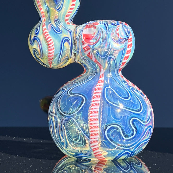 Azure Swirl Bubbler Glass Pipe TG