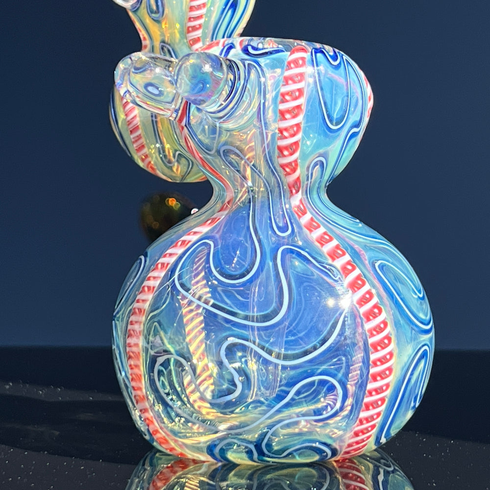 Azure Swirl Bubbler Glass Pipe TG