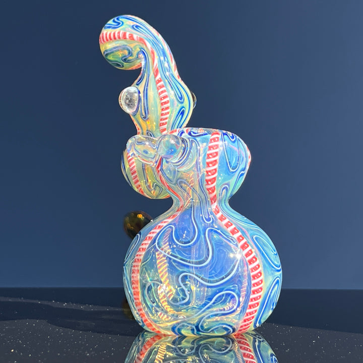 Azure Swirl Bubbler Glass Pipe TG