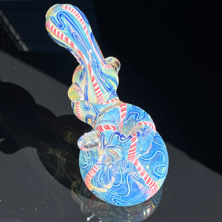 Azure Swirl Bubbler Glass Pipe TG