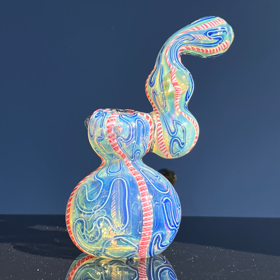 Azure Swirl Bubbler Glass Pipe TG