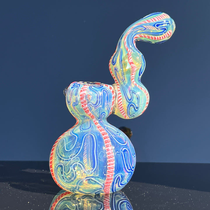 Azure Swirl Bubbler Glass Pipe TG