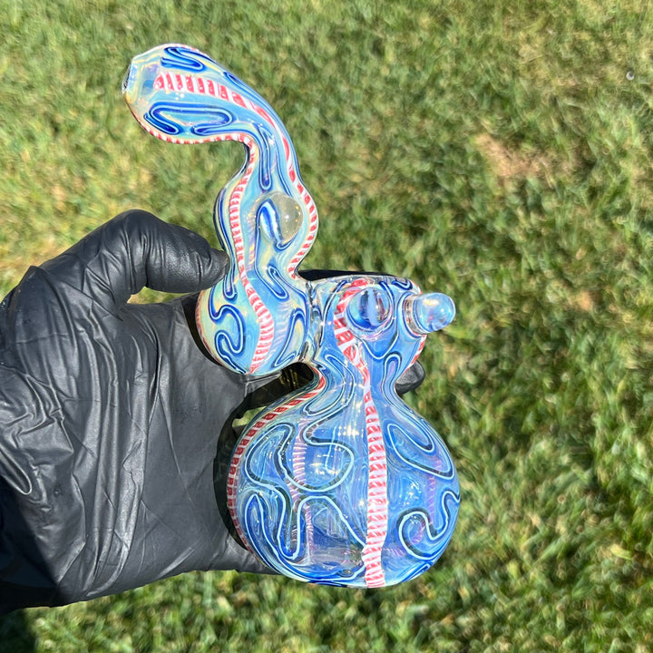 Azure Swirl Bubbler Glass Pipe TG