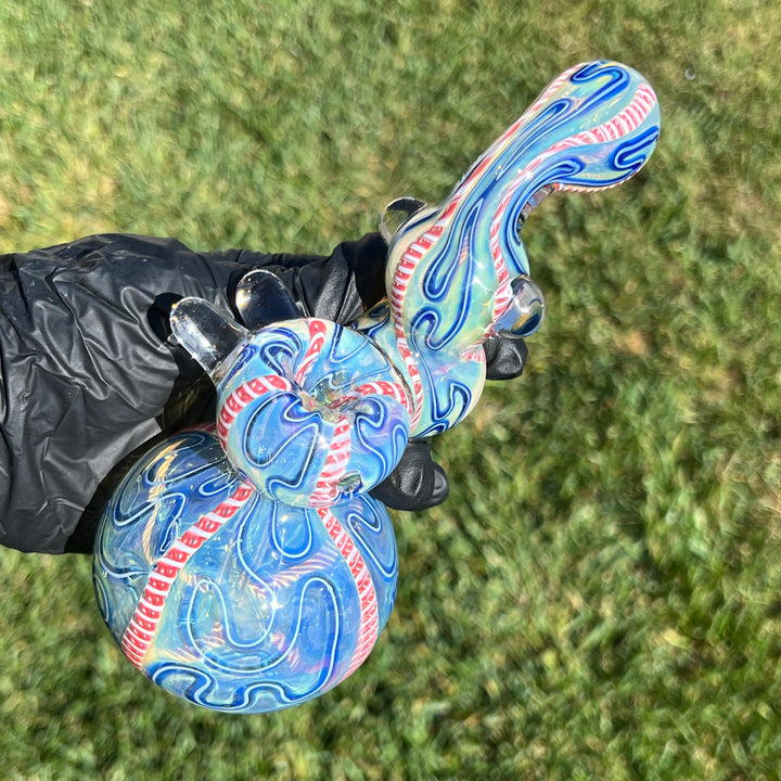 Azure Swirl Bubbler Glass Pipe TG
