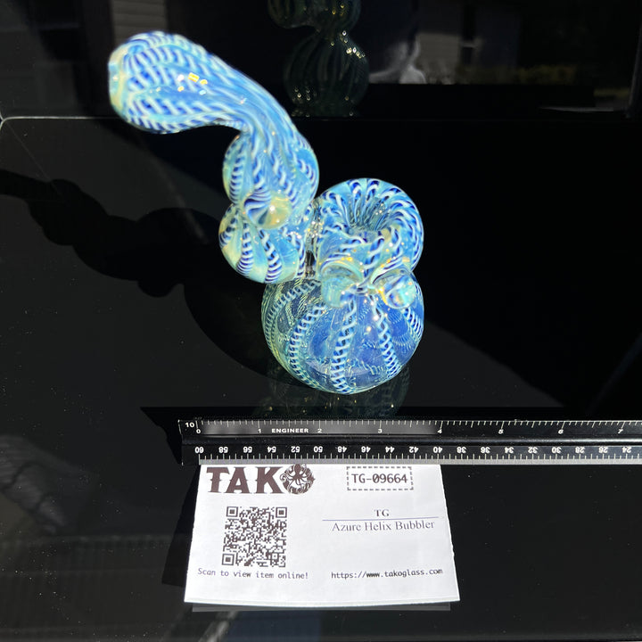 Azure Helix Bubbler Glass Pipe TG