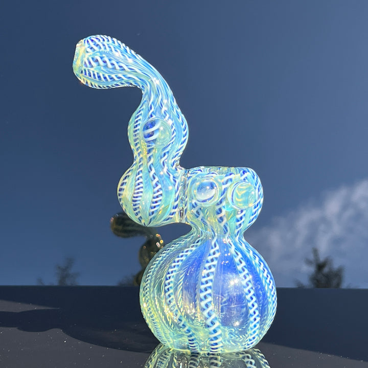 Azure Helix Bubbler Glass Pipe TG