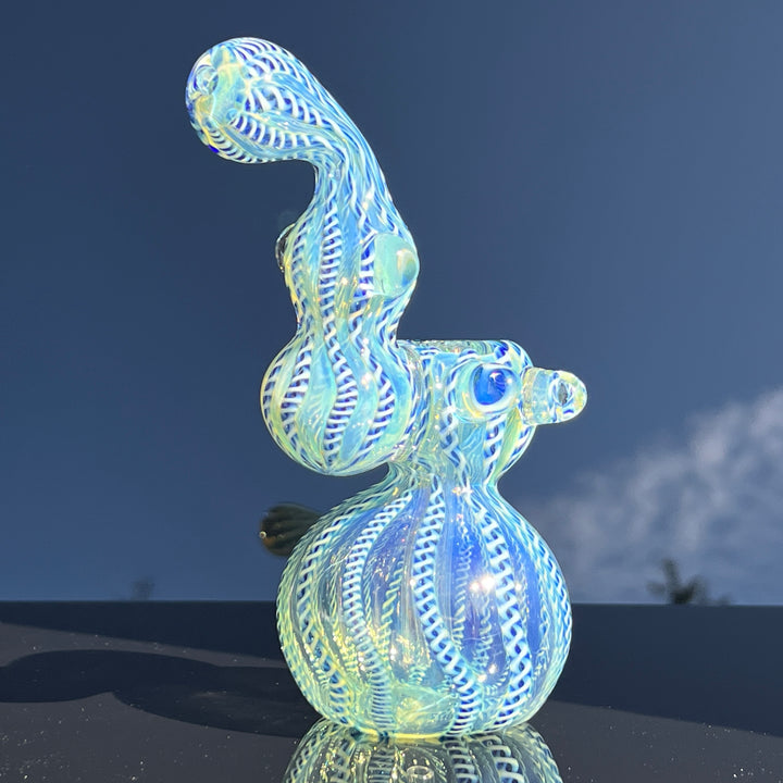 Azure Helix Bubbler Glass Pipe TG