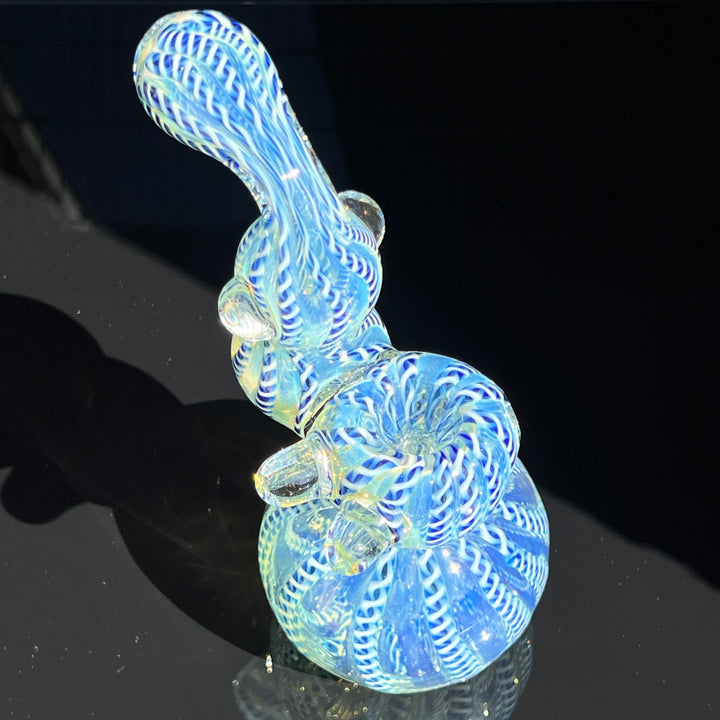 Azure Helix Bubbler Glass Pipe TG