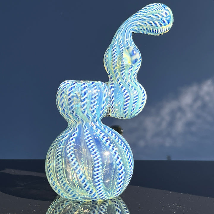 Azure Helix Bubbler Glass Pipe TG