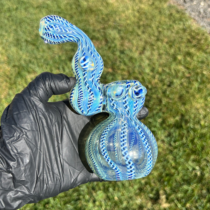 Azure Helix Bubbler Glass Pipe TG