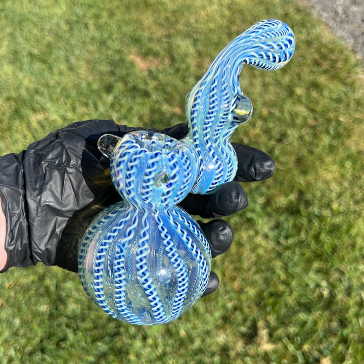 Azure Helix Bubbler Glass Pipe TG