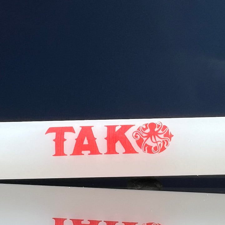 14mm White Tako Logo Downstem Accessory Tako Glass Red 3"