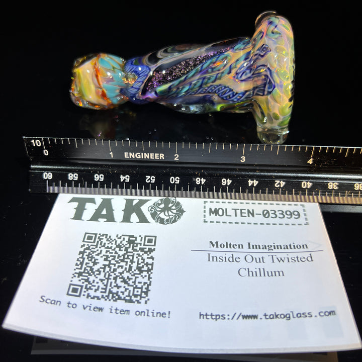 Inside Out Twisted Chillum Glass Pipe Molten Imagination   