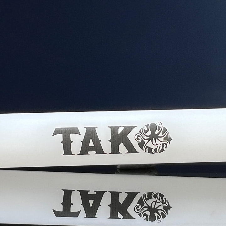 14mm White Tako Logo Downstem Accessory Tako Glass Black 3"