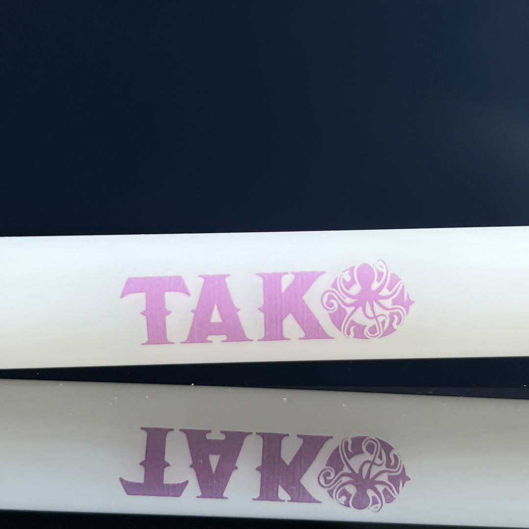 14mm White Tako Logo Downstem Accessory Tako Glass Purple 3"