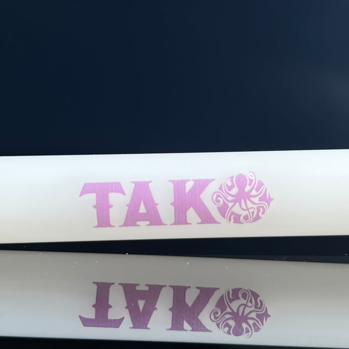 14mm White Tako Logo Downstem Accessory Tako Glass Purple 3"
