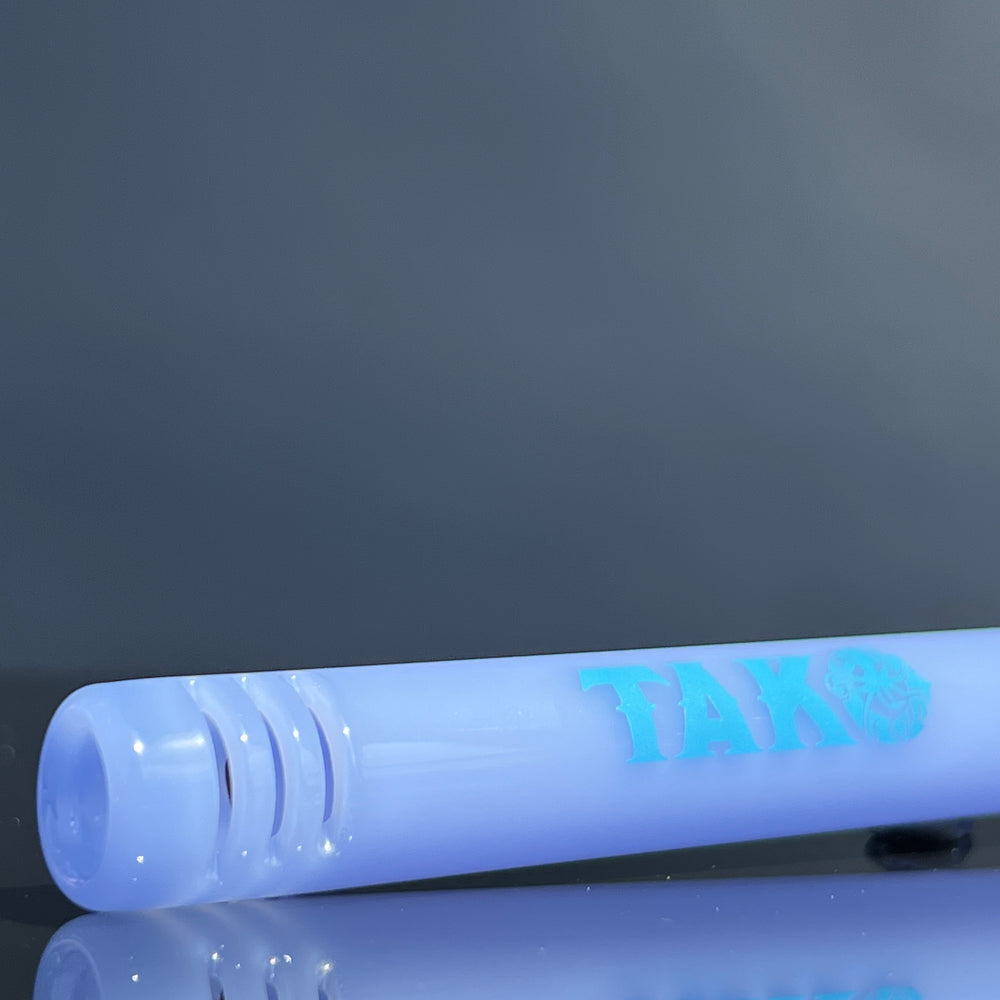 14mm Milky Blue Tako Logo Downstem Accessory Tako Glass