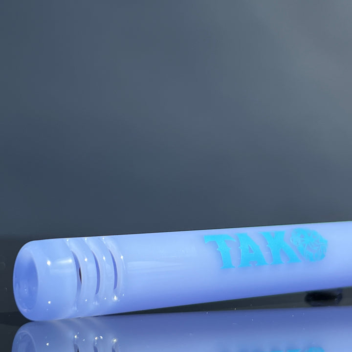14mm Milky Blue Tako Logo Downstem Accessory Tako Glass