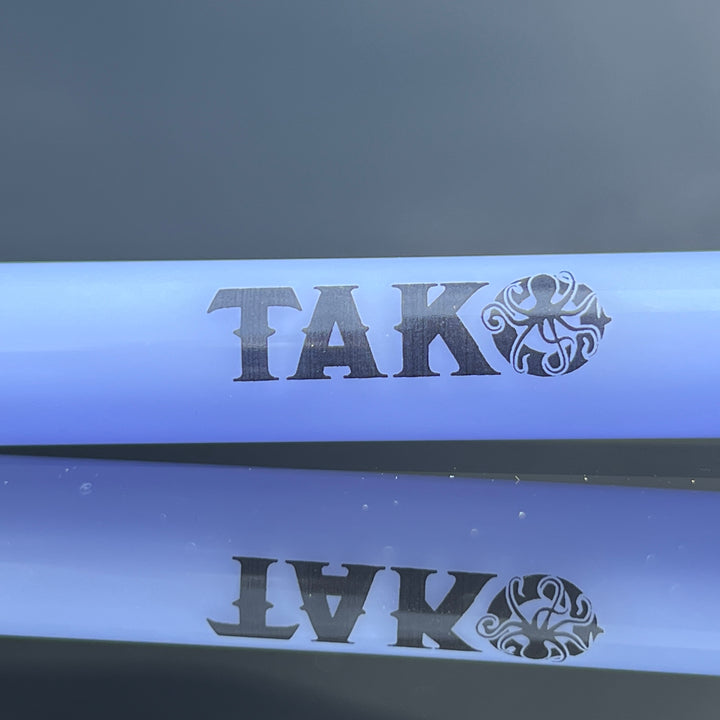 14mm Milky Blue Tako Logo Downstem Accessory Tako Glass Black 3"