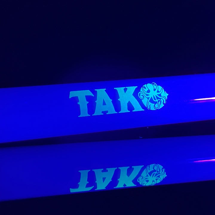 14mm Milky Blue Tako Logo Downstem Accessory Tako Glass Glow In the Dark 3"