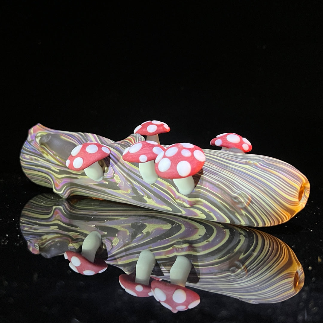 Wood Grain Mushroom Steam Roller Glass Pipe Wazoo Glass   