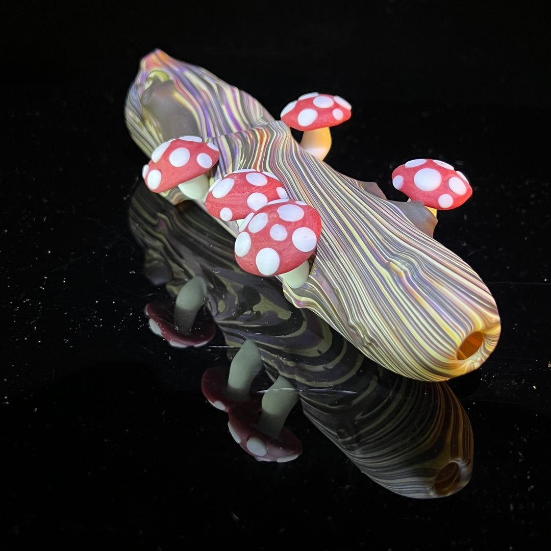 Woodgrain Mushroom Steam Roller Glass Pipe Wazoo Glass   