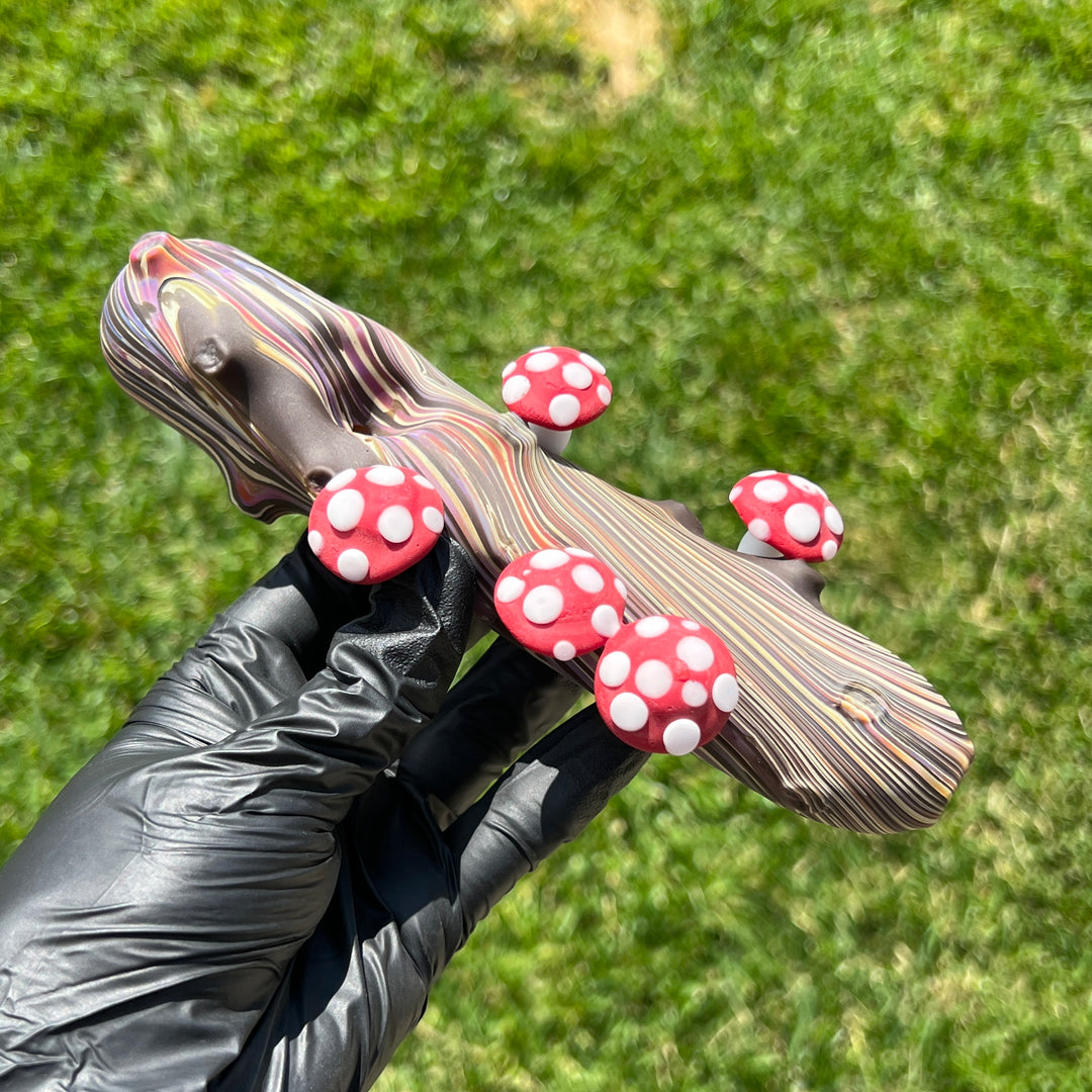 Wood Grain Mushroom Steam Roller Glass Pipe Wazoo Glass   
